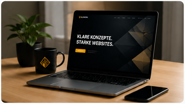 Elkwork Website-Konzept auf Laptop